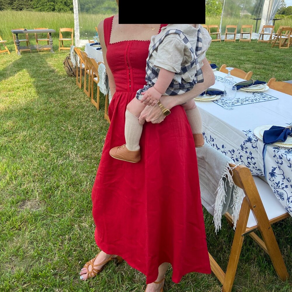 Reformation Tagliatelle Linen Dress - size 4 - Red
